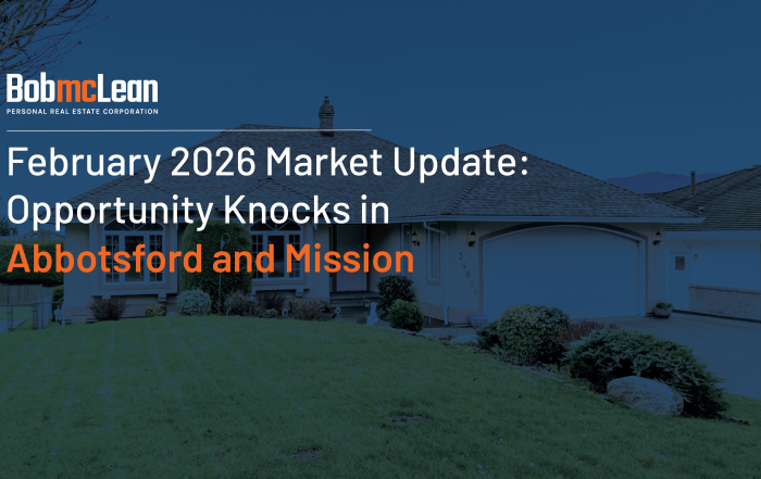 Detached home listing in Fraser Valley with February 2026 real estate market update text overlay.